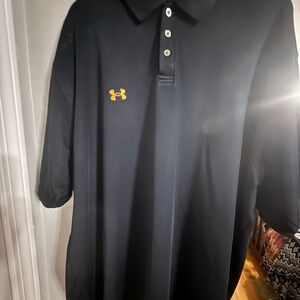 Under Armour Black Polo Stay Dry Shirt with Yellow Logo